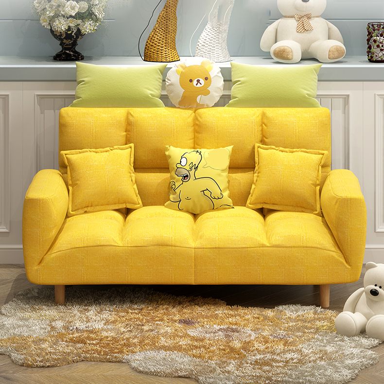 Linen Contemporary Square Arm Adjustable Sofa Convertible Sofa for Living Room
