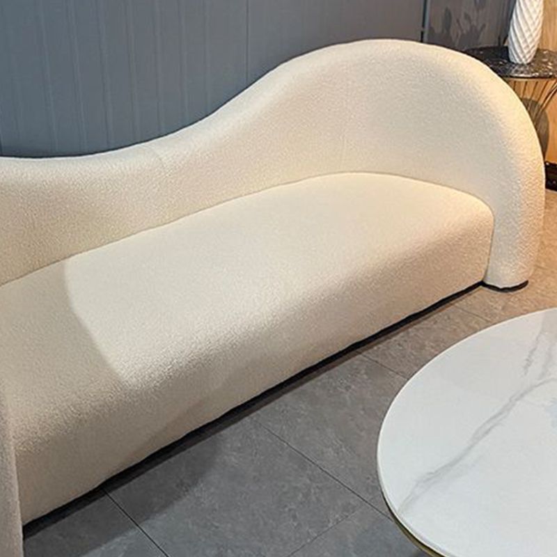 White Contemporary Curved Sofa Wool Tuxedo Arm Sofa for Living Room