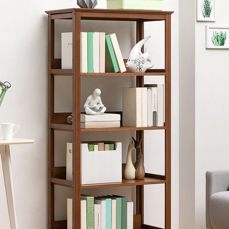 Modern Brown Vertical Book Shelf Bamboo Etagere Open Shelf for Home