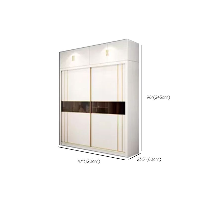 Sliding Wardrobe Armoire White Wardrobe Cabinet with Garment Rod