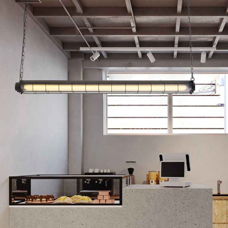 Industrial Style Iron Hanging Lamp Cylinder Shape Island Light for Dining Table