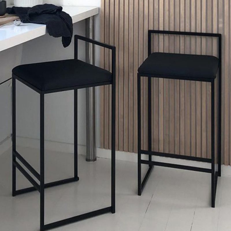 Indoor Counter Stool Nordic Metal Low Back Bar Stool with Upholstered
