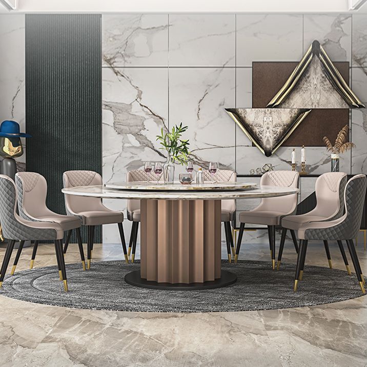 Round Pedestal Dinner Table Traditional Luxury Marble Dining Table for Indoor