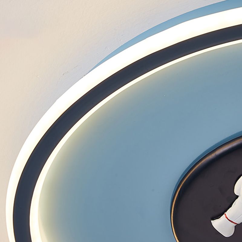 Children Room Flush-mount Lamp Creative Cartoon LED Ceiling Lamp in Blue
