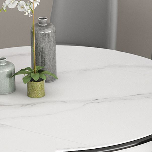 Slate and Wood Table Contemporary Retractable Round Dining Table