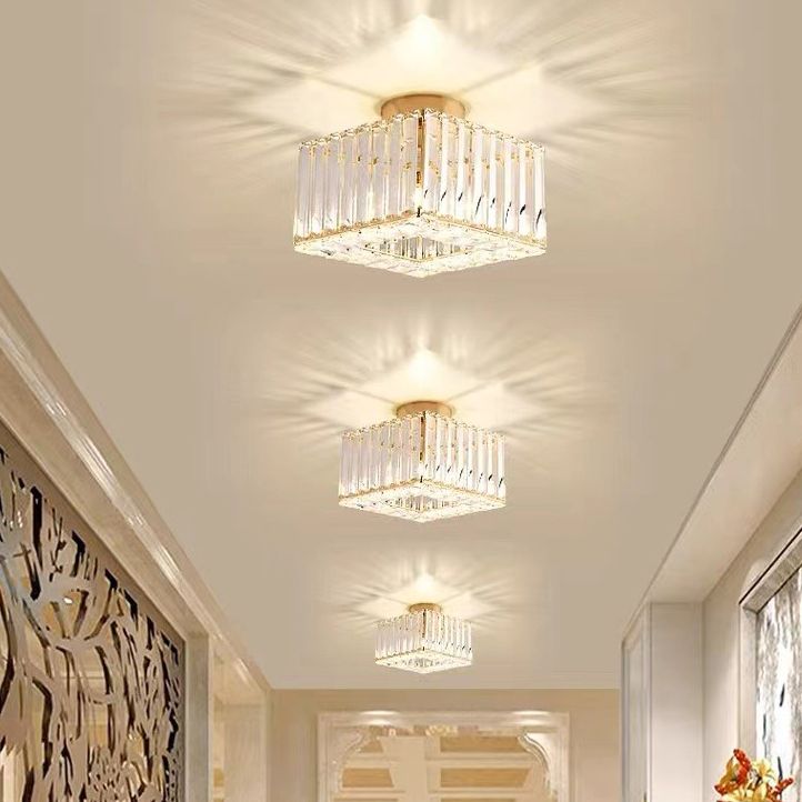 1-Light Modern Style Flush Mount Crystal Ceiling Light for Aisle