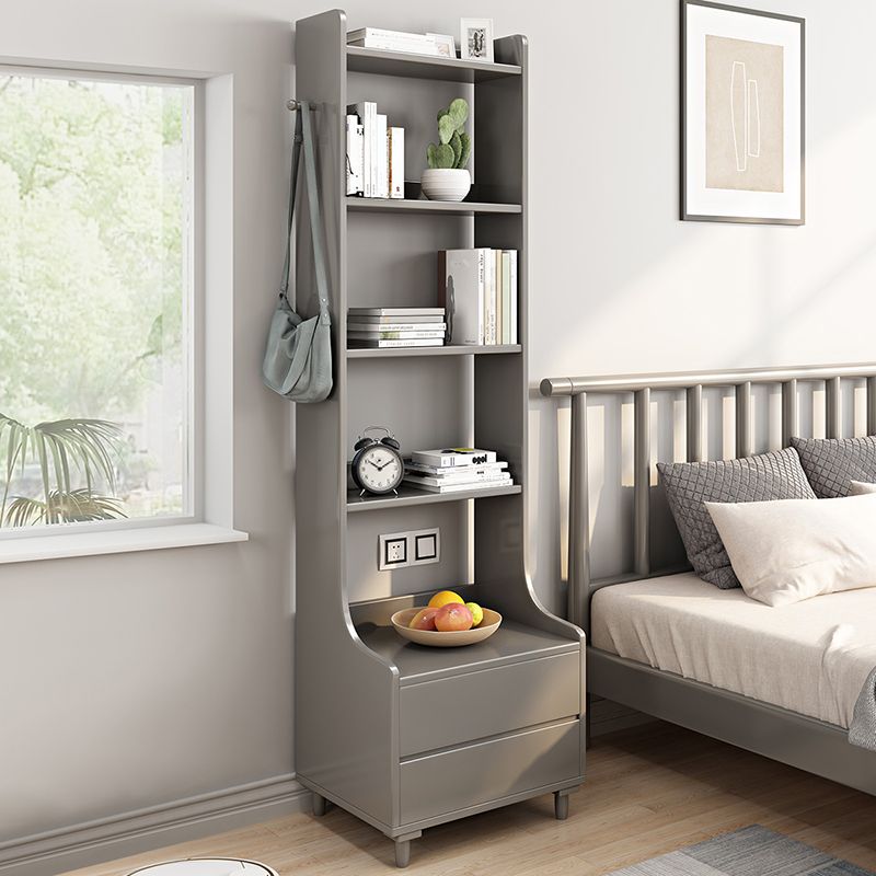 Modern Style Open Back Book Shelf Standard Wooden Bookcase with Drawers