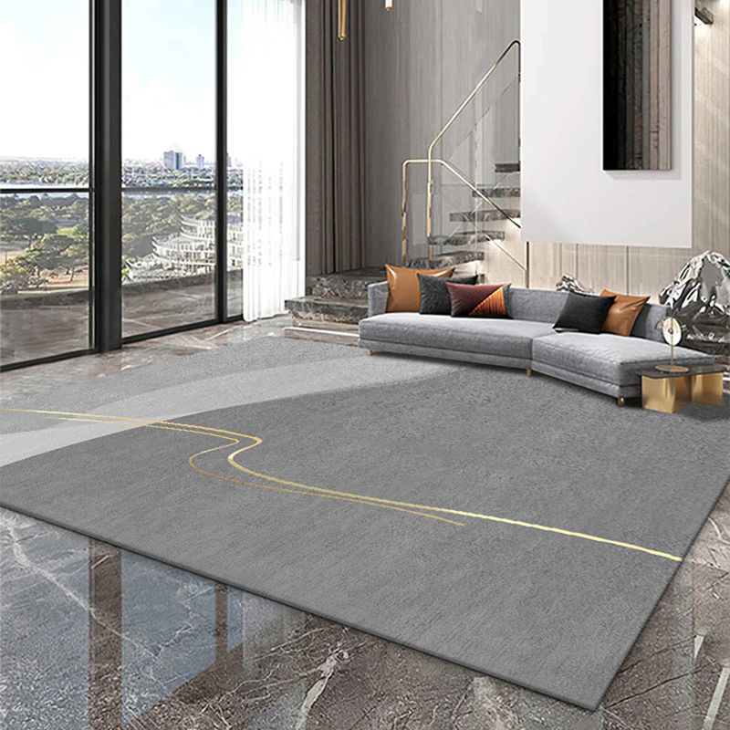 Grey Modern Carpet Geometric Pattern Polyester Area Carpet Stain Resistant Rug for Home Decor