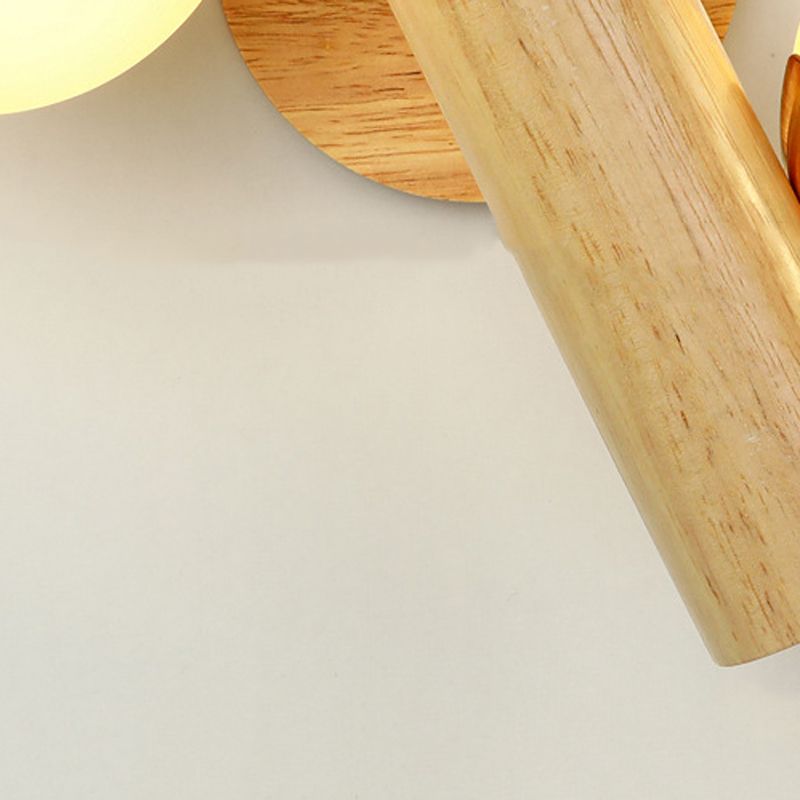 Rotatable Wood Flush Mount Lighting Contemporary Globe Wall Light for Bedroom