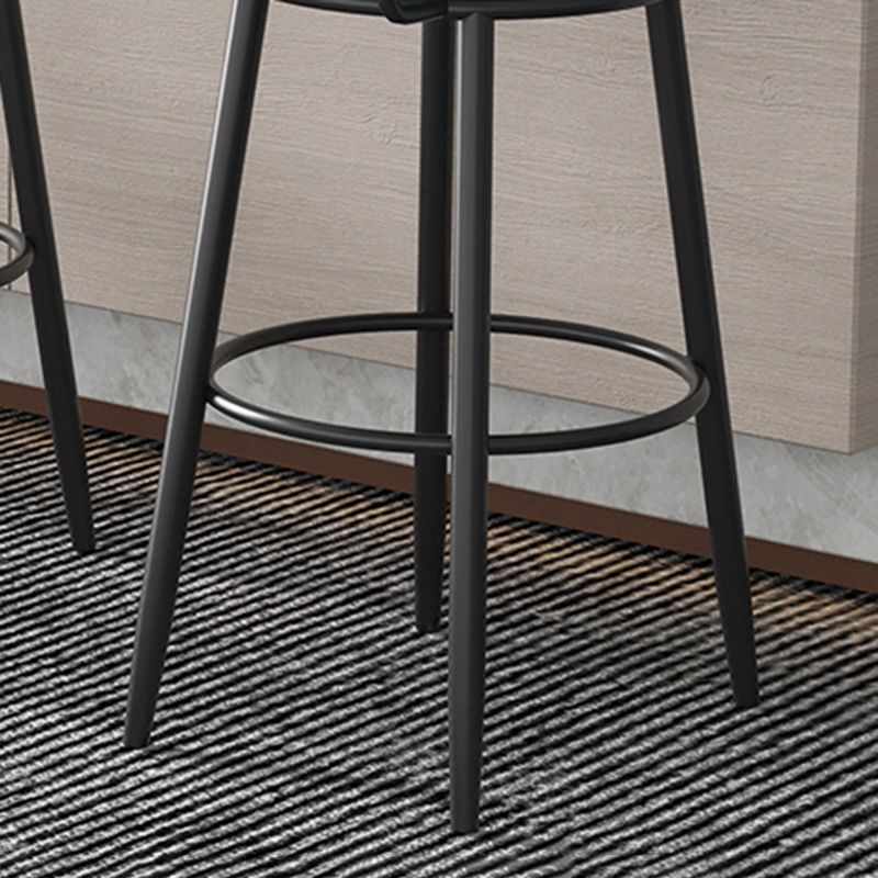 Contemporary Metal Stool Faux Leather Counter Stool in Matte Finish for Indoor