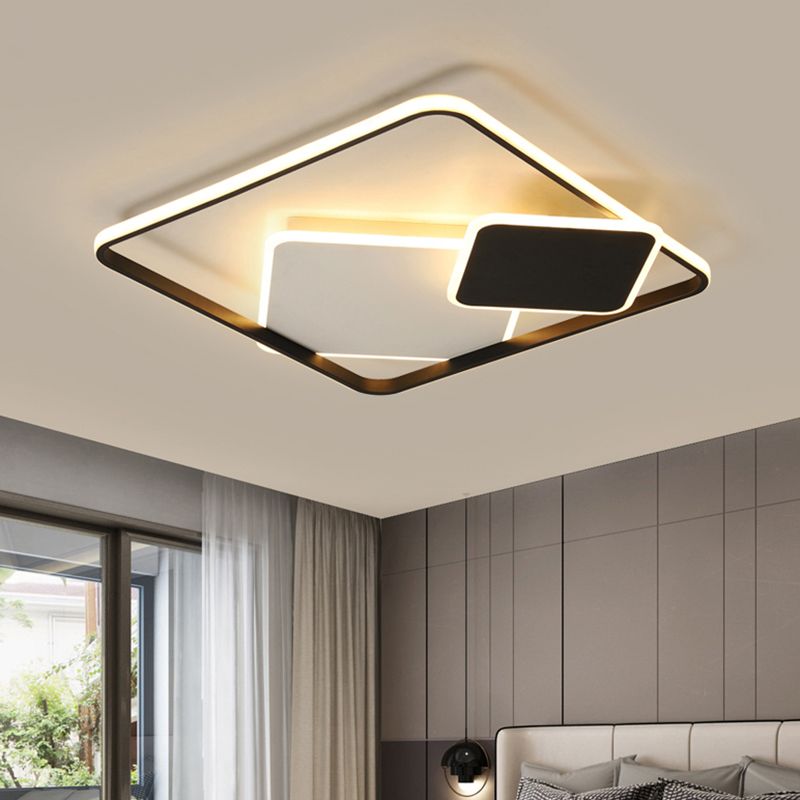 Black and White Square Flush Mount Lamp Nordic LED Acryl Ceiling Mounted Light für Schlafzimmer