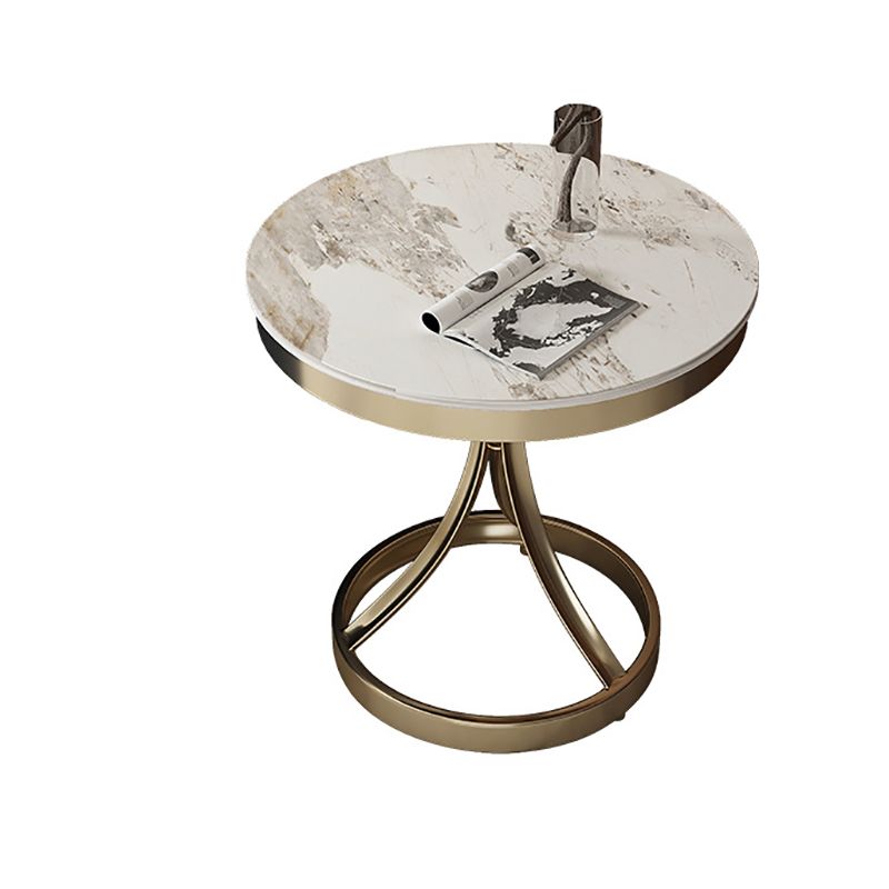 Contemporary 21.65" Tall Round Slate Top Side Table Pedestal End Table