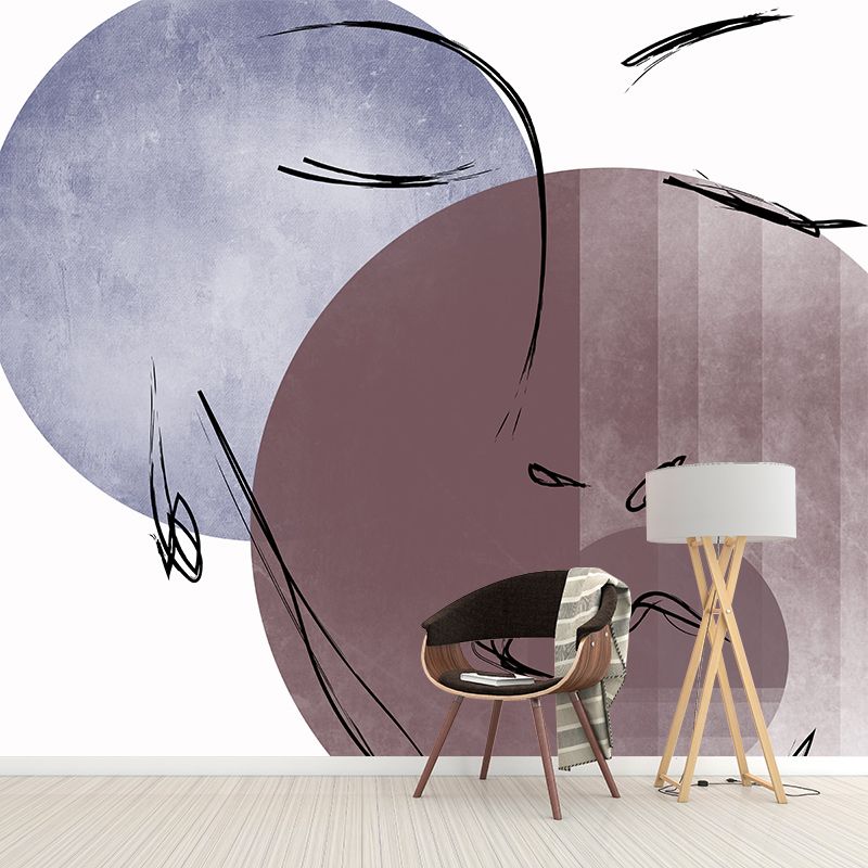 Illustration Stain Resistant Mural Wallpaper Line Art Indoor Wall Mural
