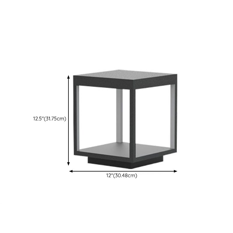Square Waterproof Lights Outdoor Black Pillar Lamp for Garden