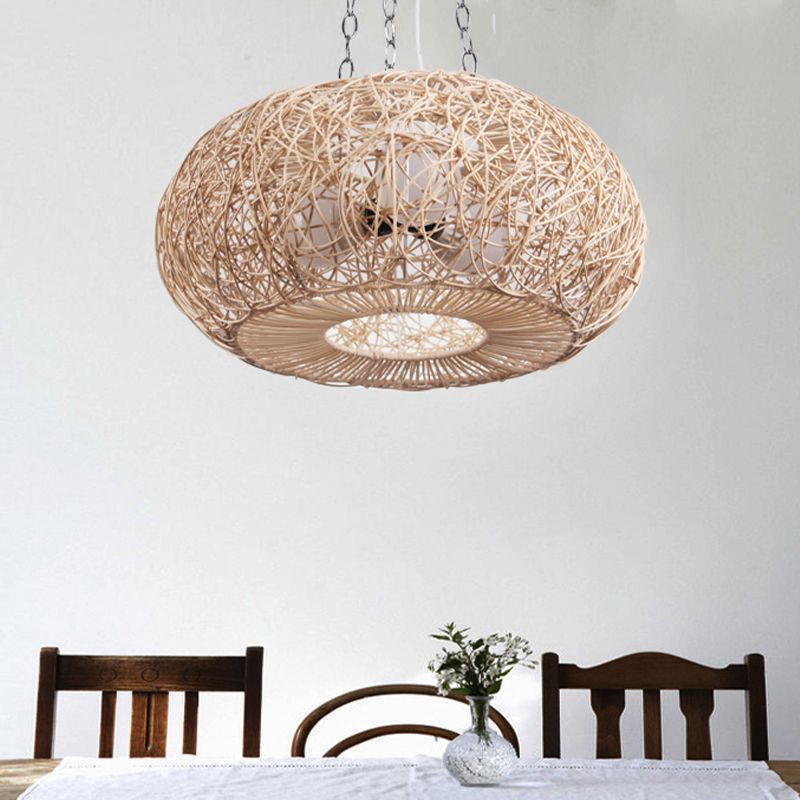 Linterna modernista lámpara colgante de techo de luz 1 bulbo en madera para sala de estar