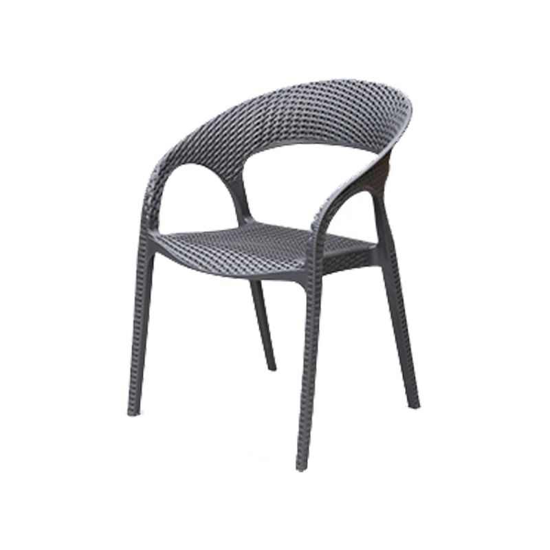 Contemporary Plastic Outdoors Dining Chairs Stacking Patio Dining Armchair