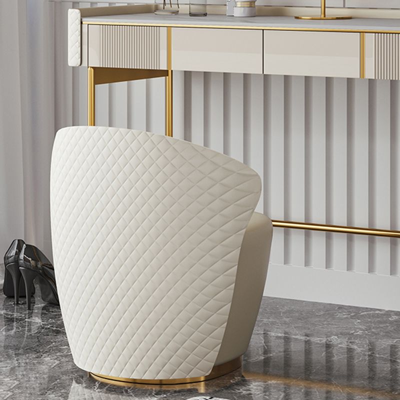 Metal Luxurious Dressing Table in Beige 5 Wood Storage Drawers Vanity