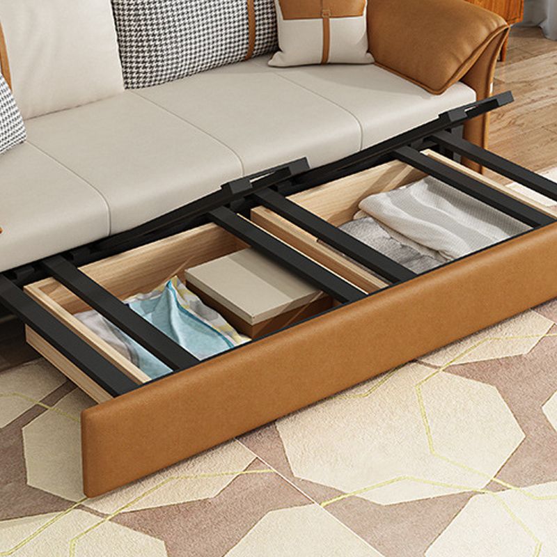 35.43" Wide Faux leather Sleeper Sofa White Sofa Bed with Detachable Mattress