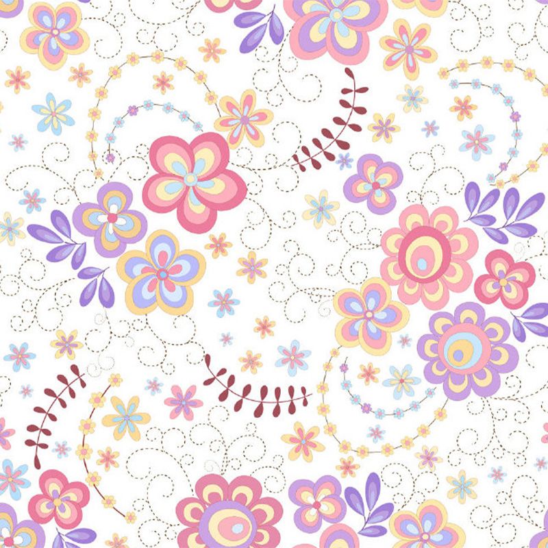 Modernist Flowers Wall Murals Purple and Pink Girls Bedroom Wall Decoration, Custom Size