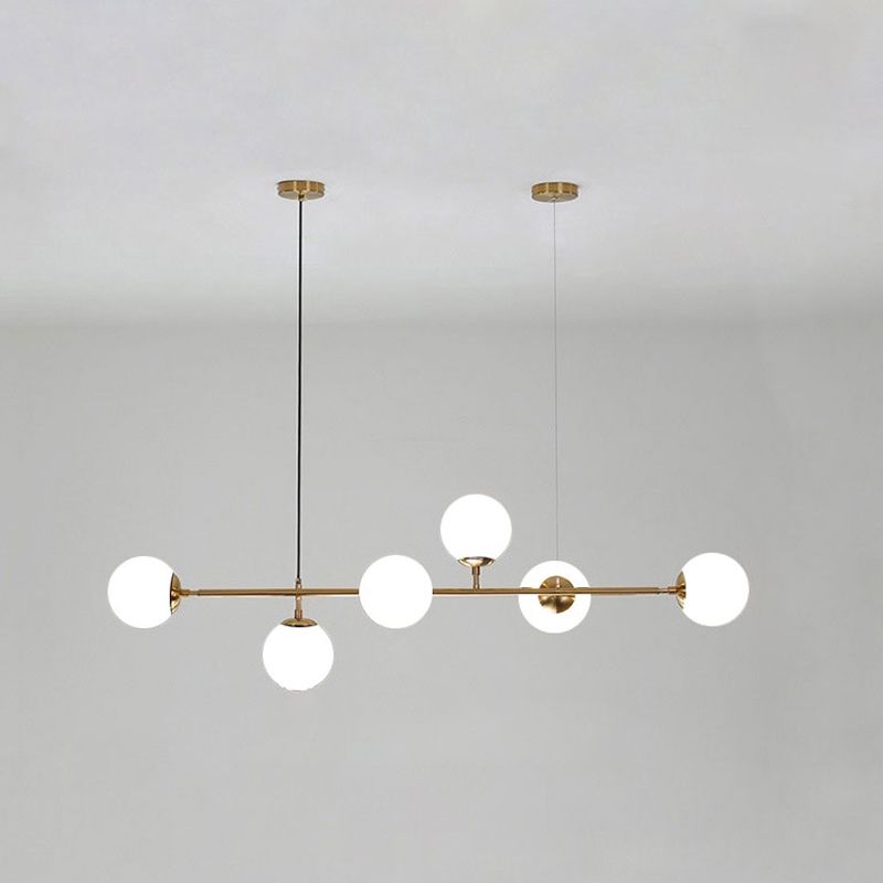 Nordic Glass Island Light 47,5 "Ciondolo isola 6 luci per il ristorante