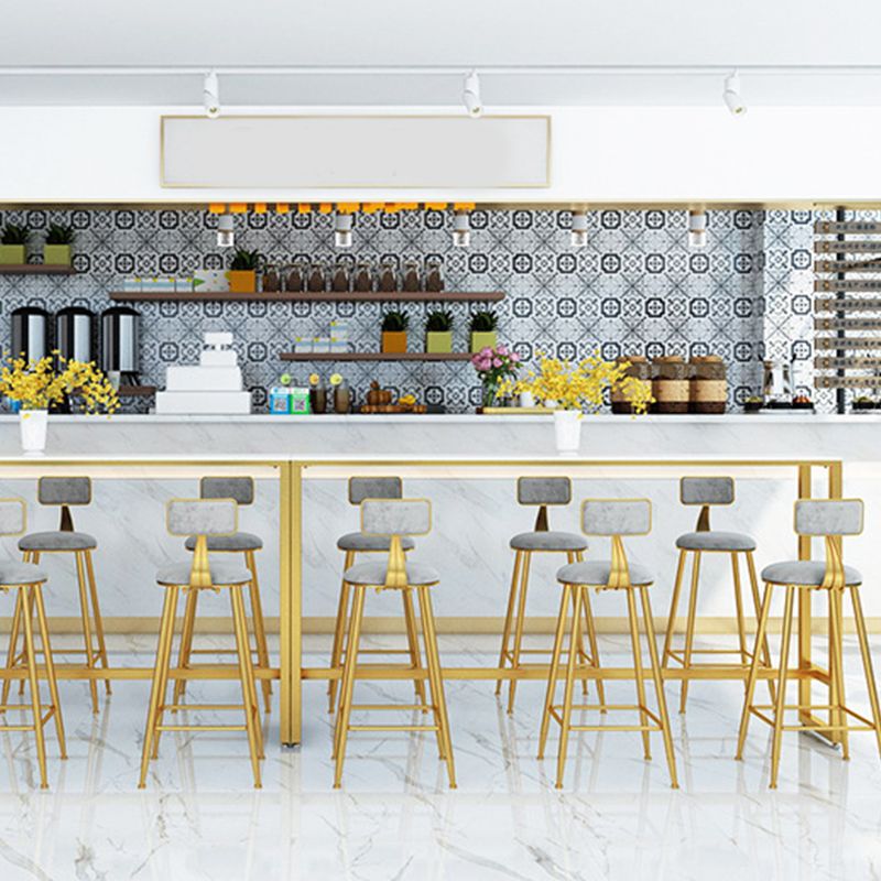 Glam Bar Height Table Faux Marble Top Bistro Bar Table with Trestle Base