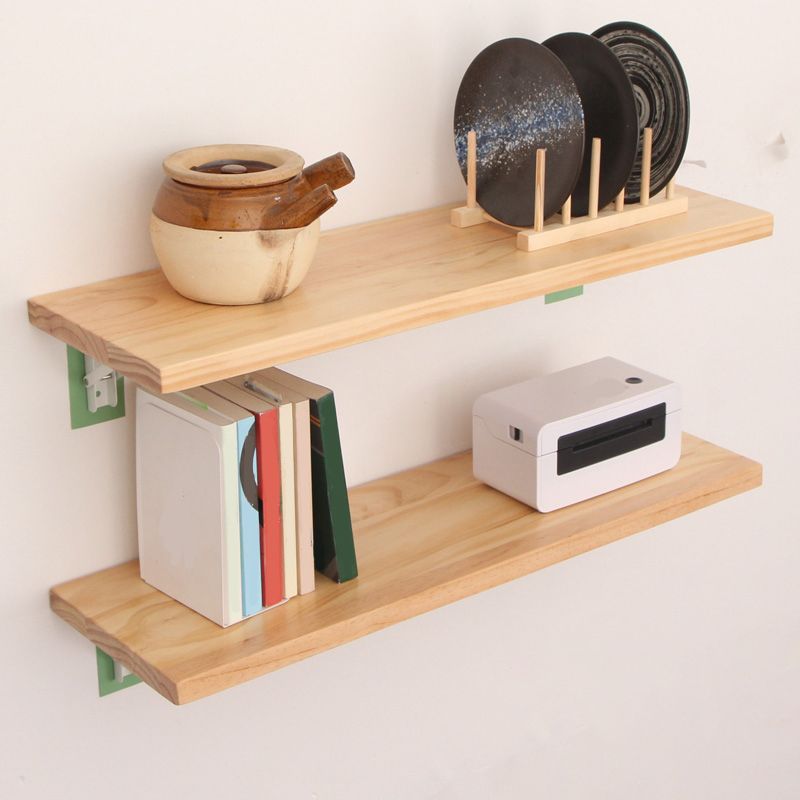 Natural Contemporary Floating Bookshelf Wall Mounted Wooden Shelf