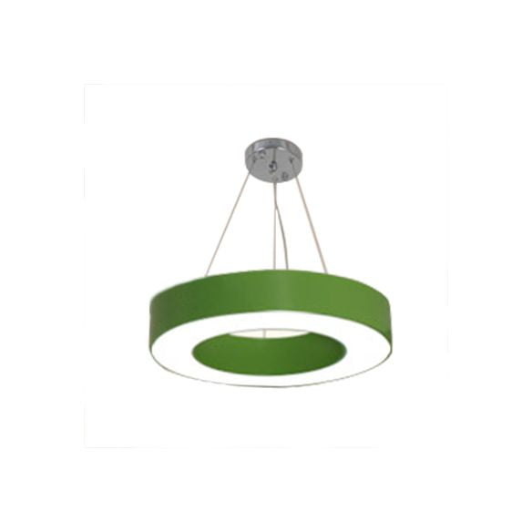 Integrated Led Drum Pendant Light Height Adjustable Metal Hanging Light for Play Room