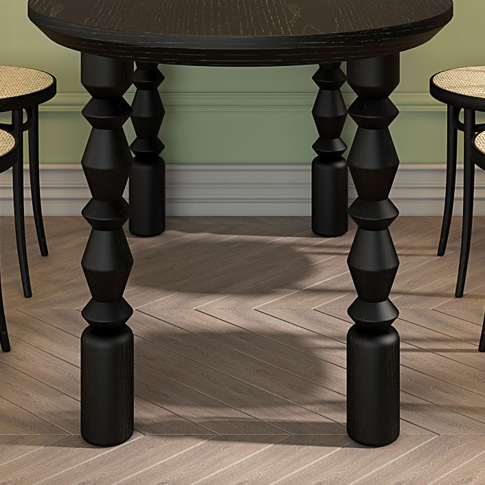 Modern Style Dining Table Solid Wood Dining Room Table in Black