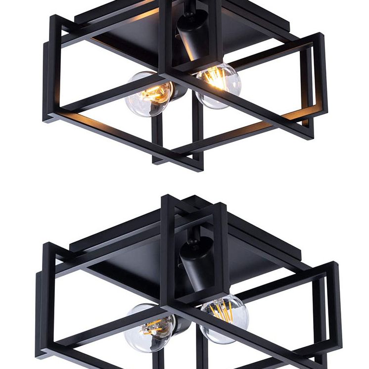 Accesorios de iluminación rectangulares con marco, luces de techo de montaje semiempotrado de hierro de estilo Industrial, 2 luces, para pasillo de restaurante