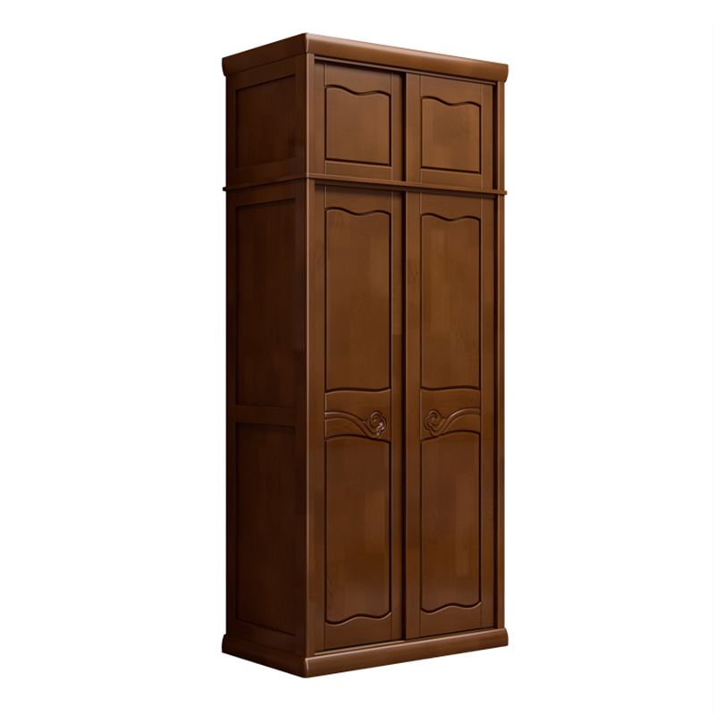 Traditional Sliding Wardrobe Cabinet Rubberwood Wardrobe Armoire