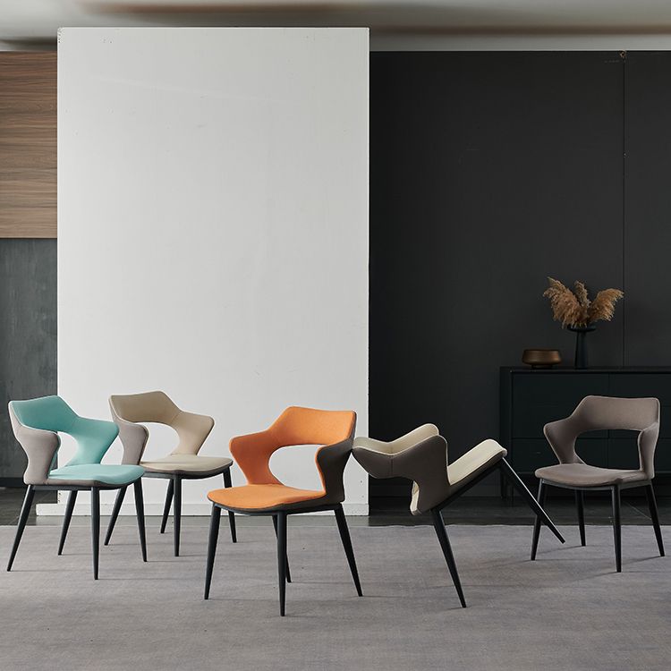 Contemporary Metal Dining Room Chairs Linen Fabric Dining Chair for Home Use