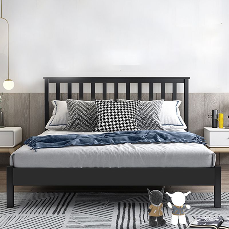 Modern Solid Color Open-Frame Bed with Rectangular Headboard