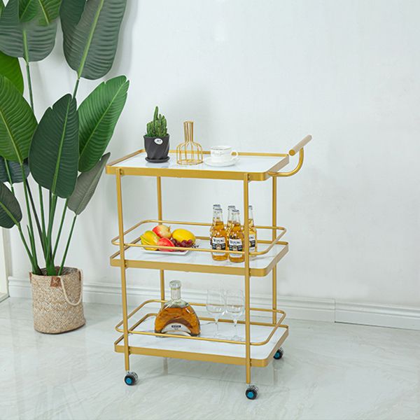 Modern 34.65"H Rolling Prep Table Rectangular Metal Prep Table for Home Use