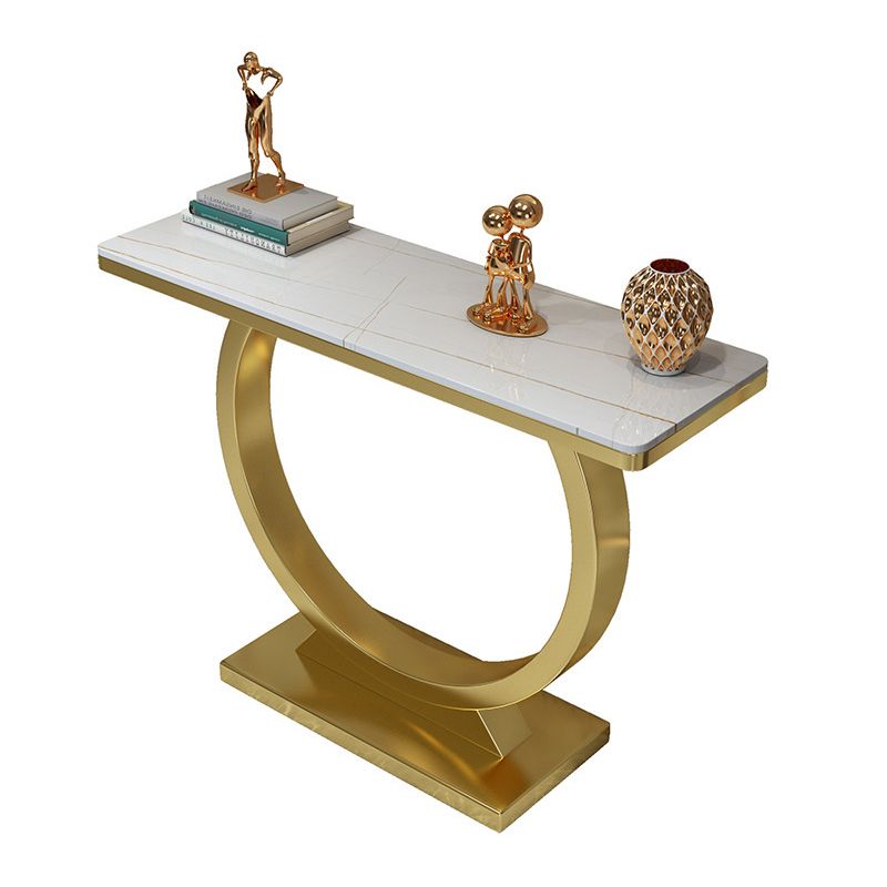 Stone Console Table Modern 31.5-inch Tall Accent Table with Shelf