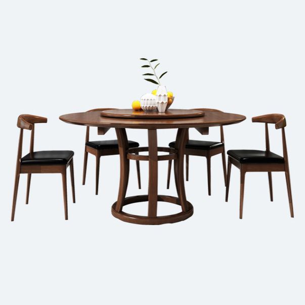 Mesa de madera maciza redonda minimalista Mesa de comedor estándar de cocina con base de pedestal