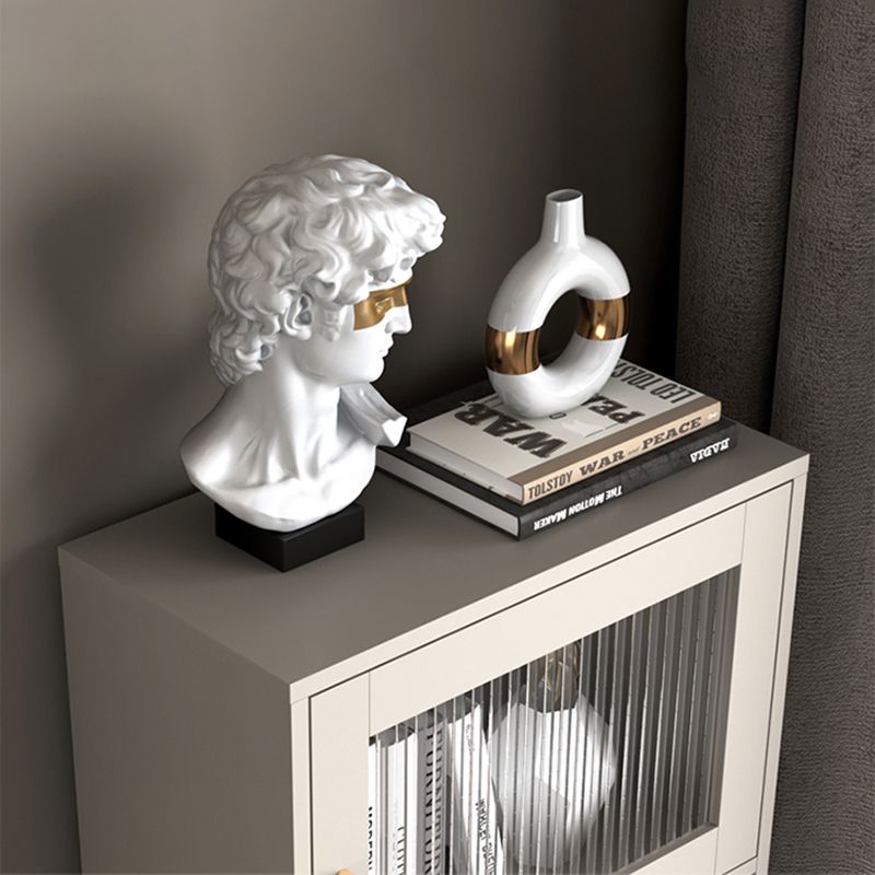 Engineered Glam Wood Bookcase White Standard Shelf with Door