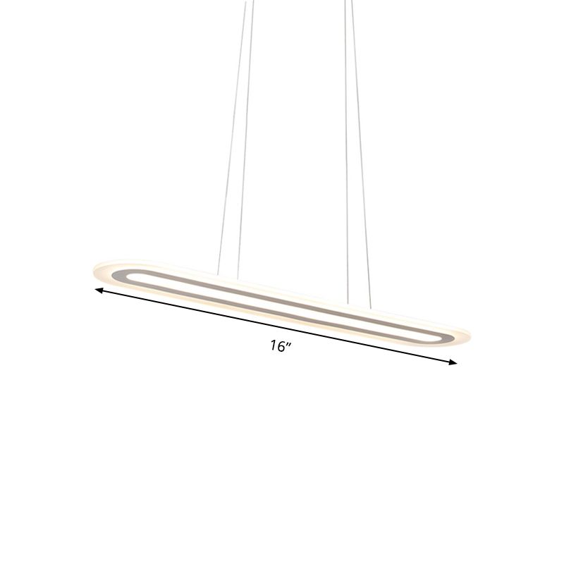 Pendentif de plafond ovale blanc Simplicité LED Kit de lampe suspendue acrylique en lumière chaude / blanc / naturel, 16 "/23,5" /31,5 "de large