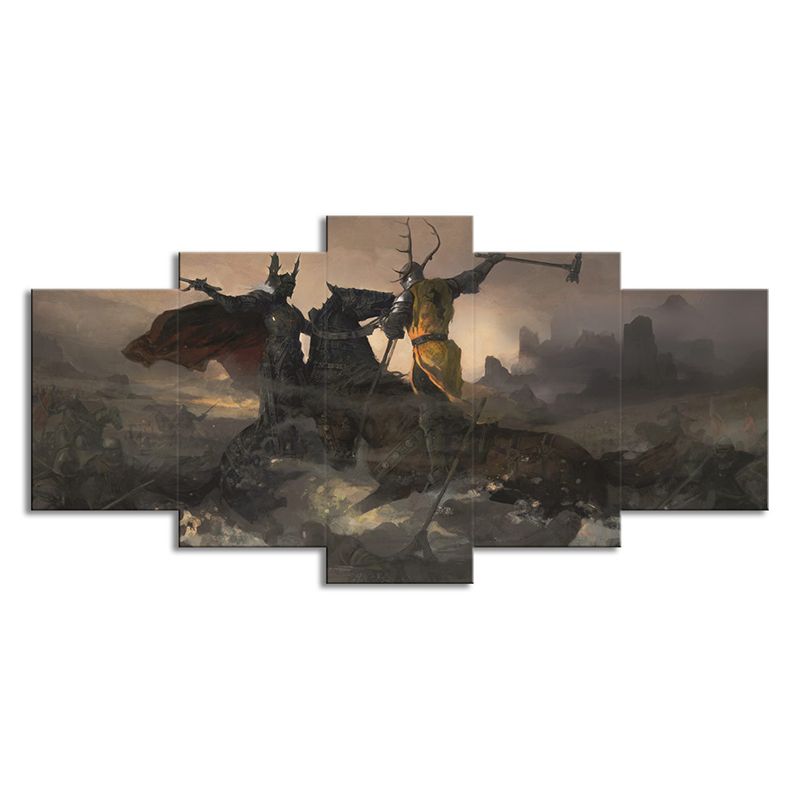 Fictional Fantasy Wall Art Brown Game of Thrones Duel Scene Canvas Print for Home