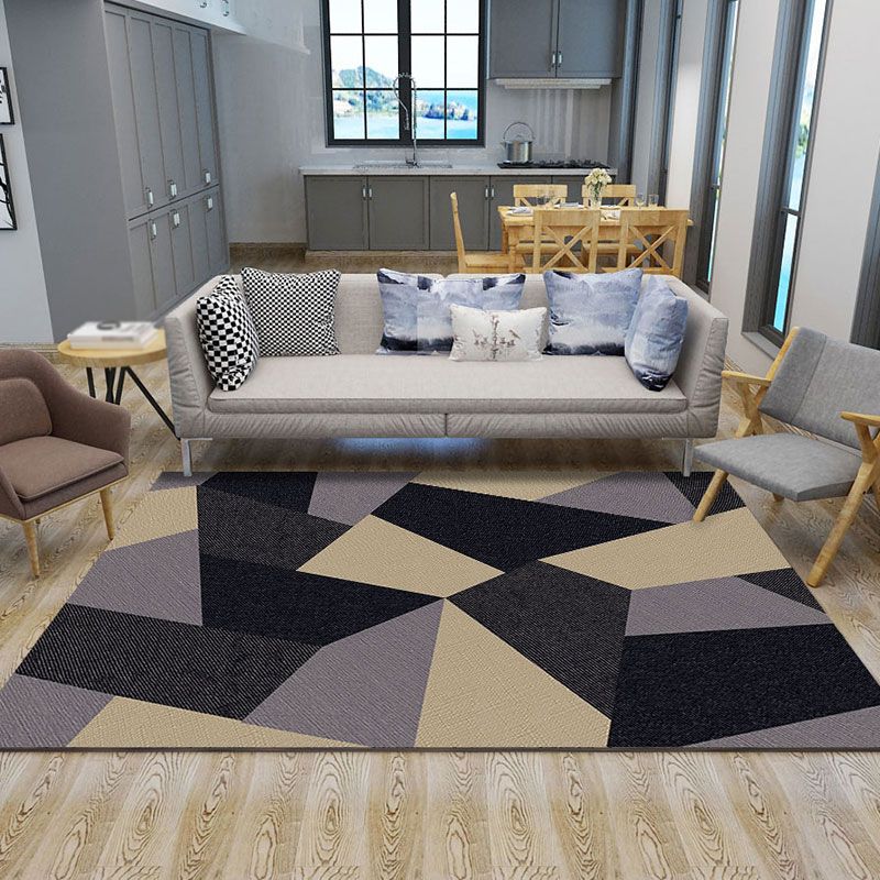 Brown Tone Contemporary Area Carpet Polyester Harlequin Print Indoor Rug Anti-Slip Backing Carpet for Living Room