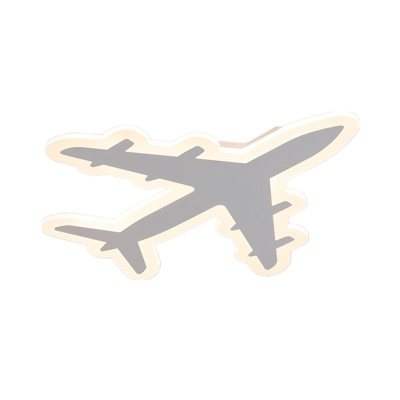 Kids Aircraft Flush Mount Ceiling Light Acrylic Childrens Bedroom LED Flushmount Lighting in Warm/White Light, 12"/19.5"/23.5" Wide