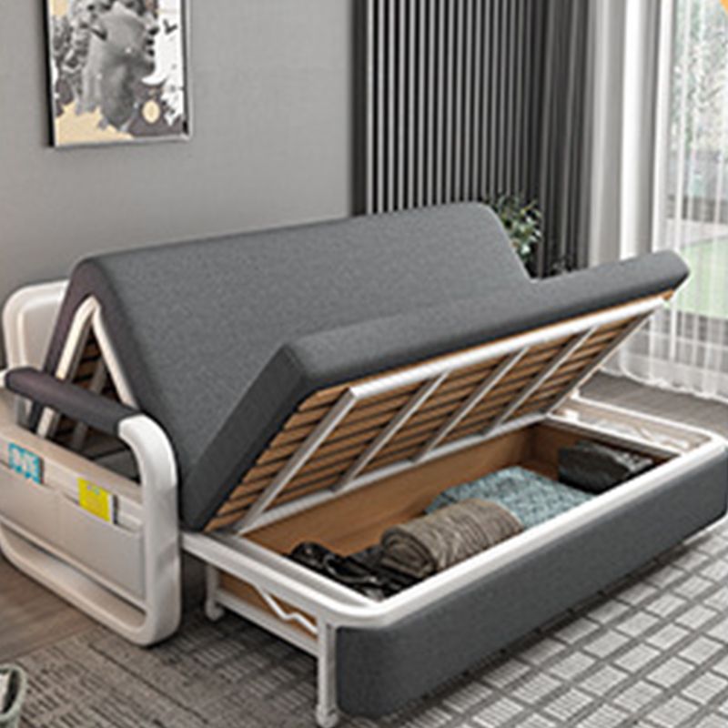 Linen Square Arm Sofa Bed 35.43" Wide Contemporary Convertible Sofa