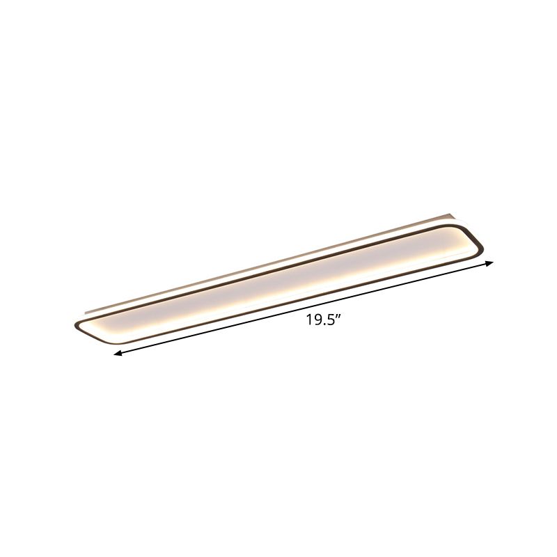 Lámpara de techo rectangular de acrílico, montaje empotrado LED negro minimalista en luz blanca/cálida, 16"/23,5"/31,5" de largo
