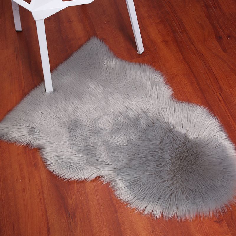 Irregular Plain Area Rug Multi Color Casual Carpet Faux Wool Washable Anti-Slip Stain Resistant Rug for Living Room