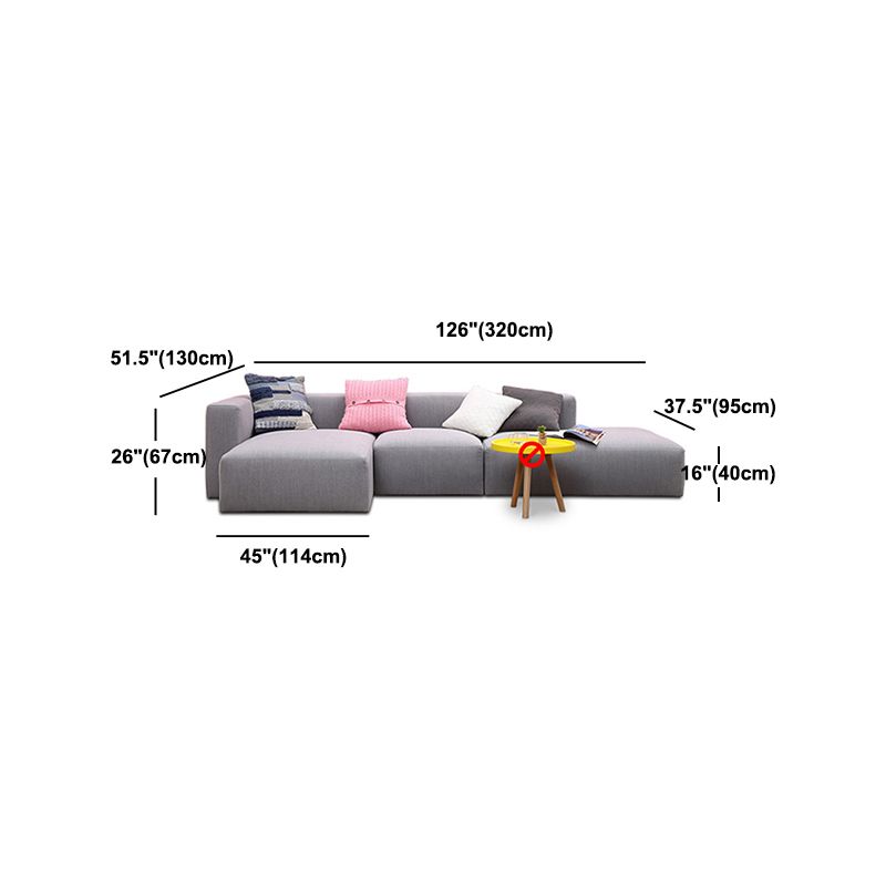 Gray Fabric 5-seater Sectional 26.37" H Square Arm Sectional