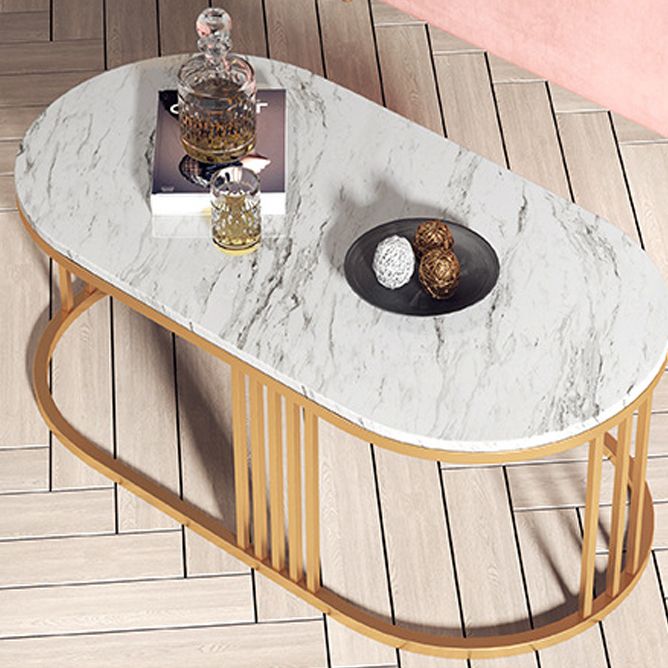White Marble Top Coffee Table Gold Frame Coffee Cocktail Table