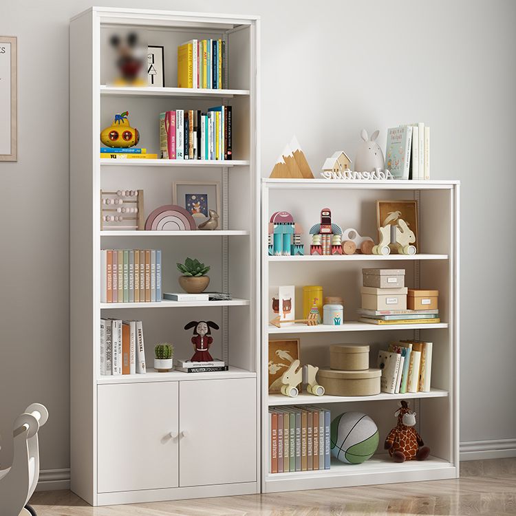 Modern Style Metal Bookshelf White Closed Back Bookcase for Home Office
