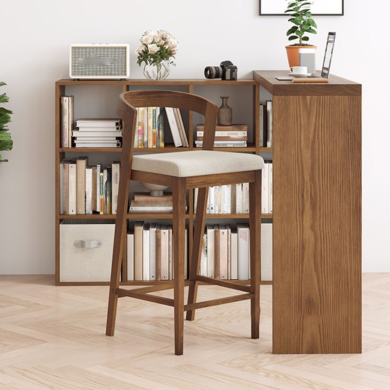 Modern Solid Wood Low Back Counter-height Stool in Brown and White