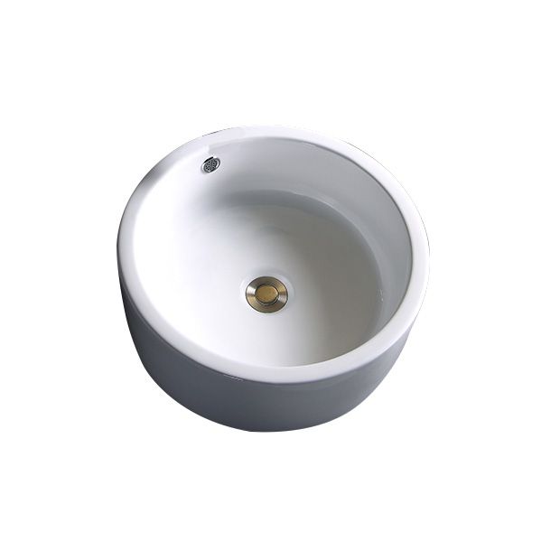 Modern Bathroom Sink Porcelain Pop-Up Drain Round Vessel Bathroom Sink