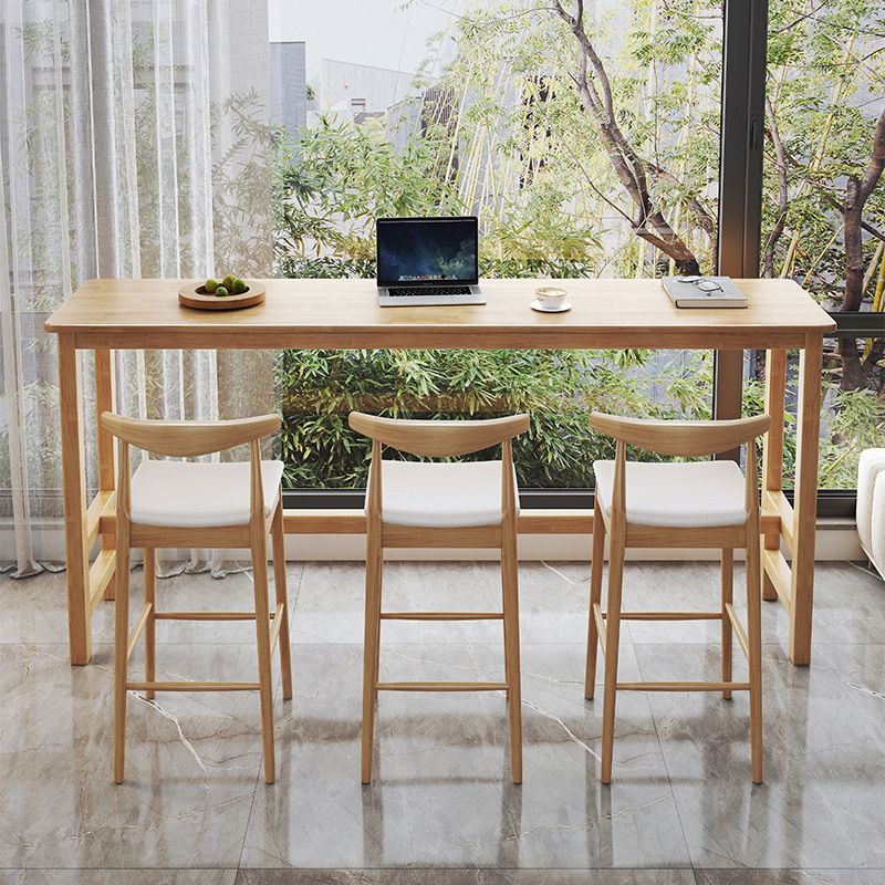 Contemporary Indoor Bar Dining Table Trestle Rectangle Wood Counter Table