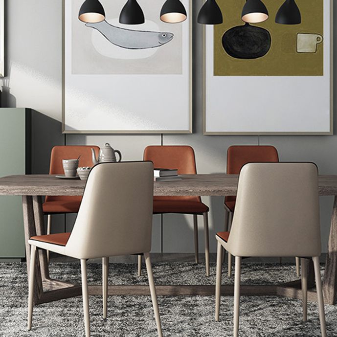 Sillas sin brazos con respaldo sólido contemporáneo, sillas de comedor de cuero para cocina